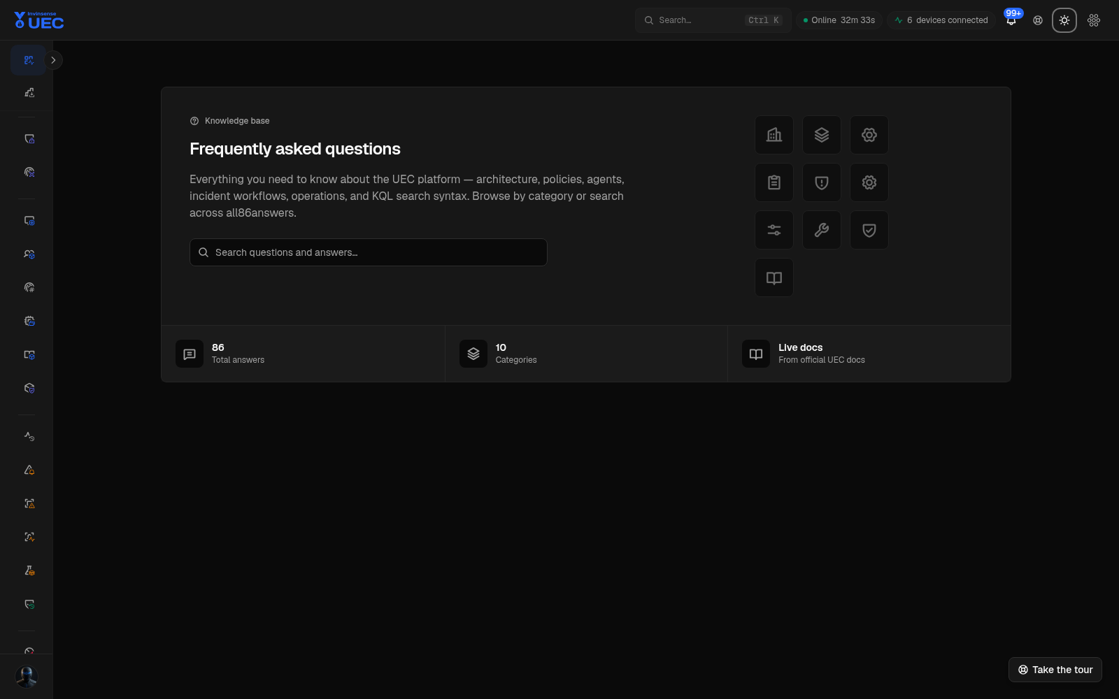 FAQ in dark mode