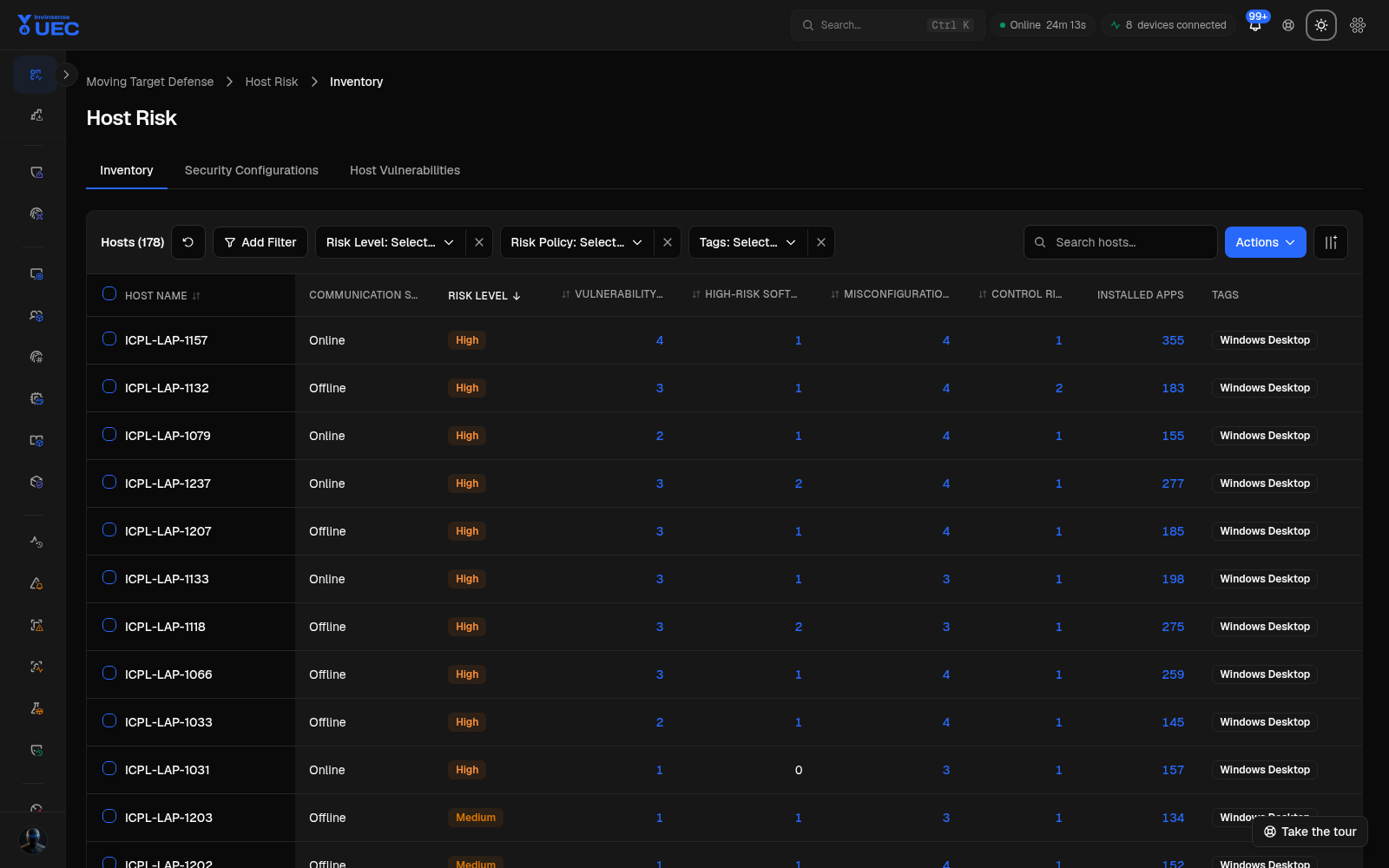 Host Risk in dark mode