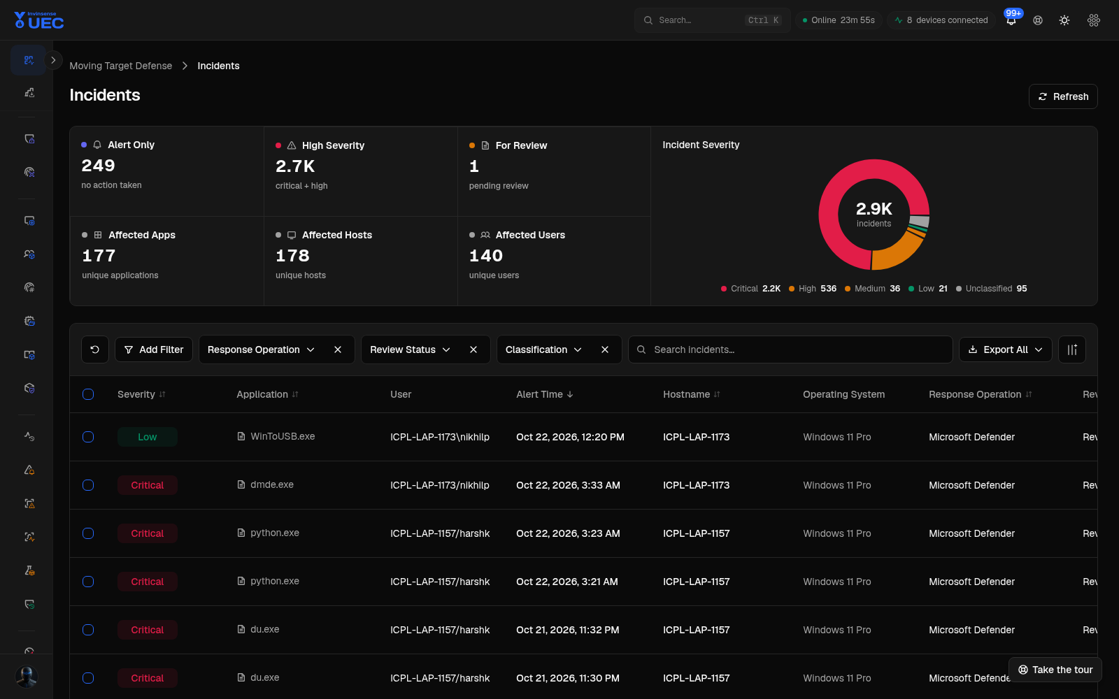 Incidents in dark mode