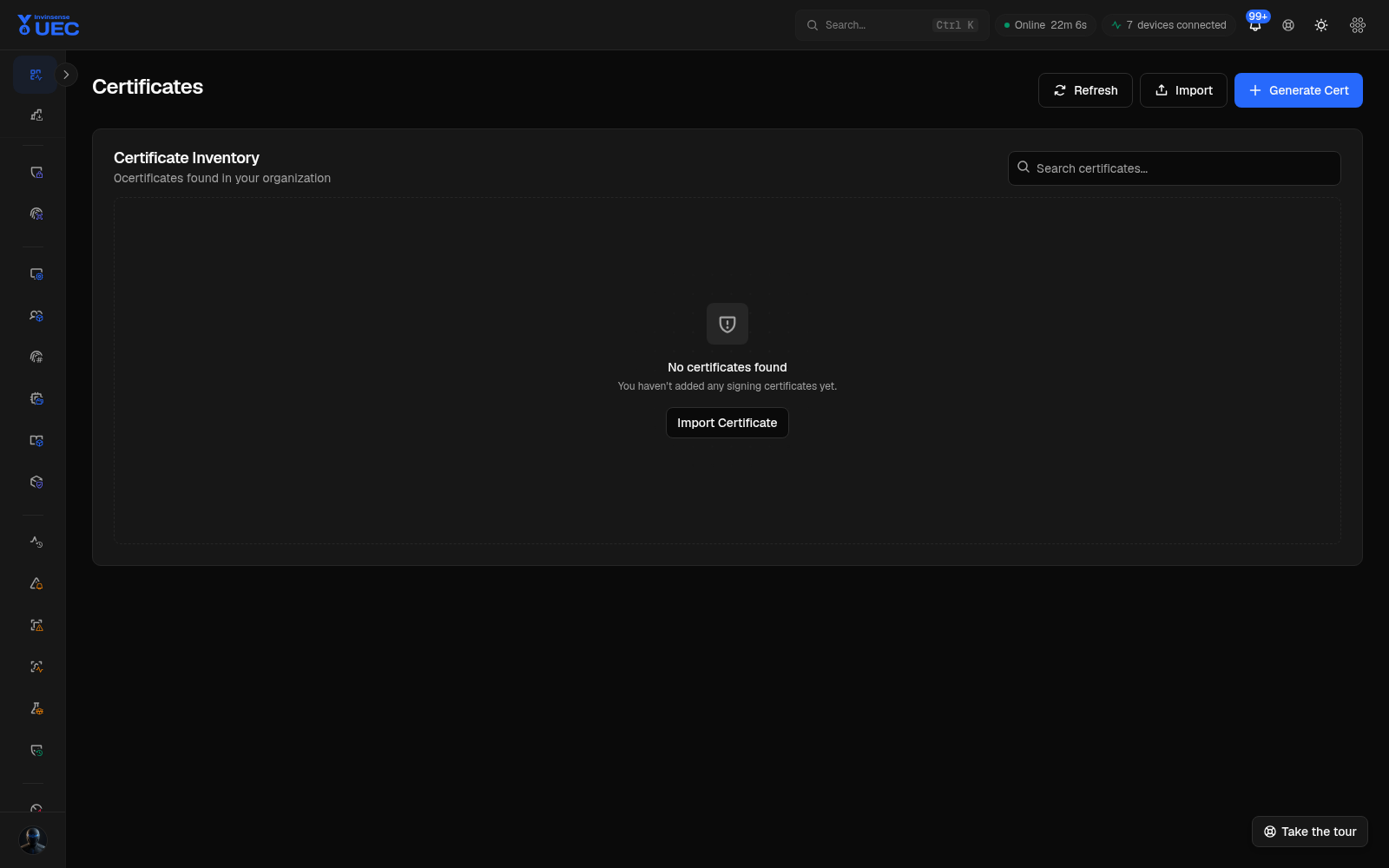 Certificates in dark mode