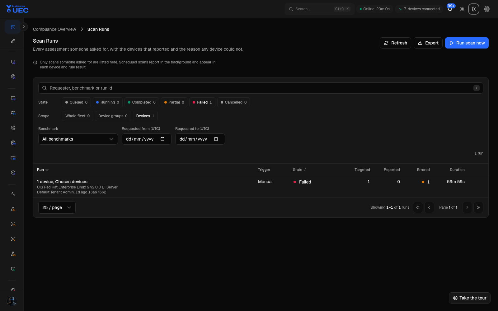 Scan Runs in dark mode