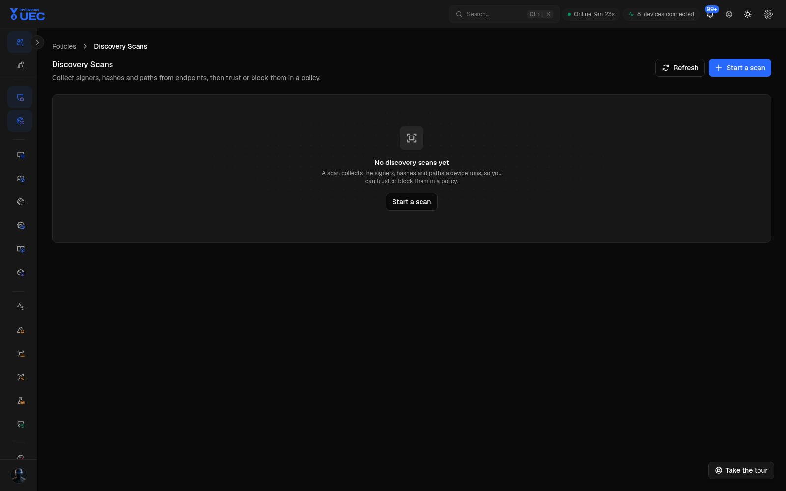 Discovery scans in dark mode