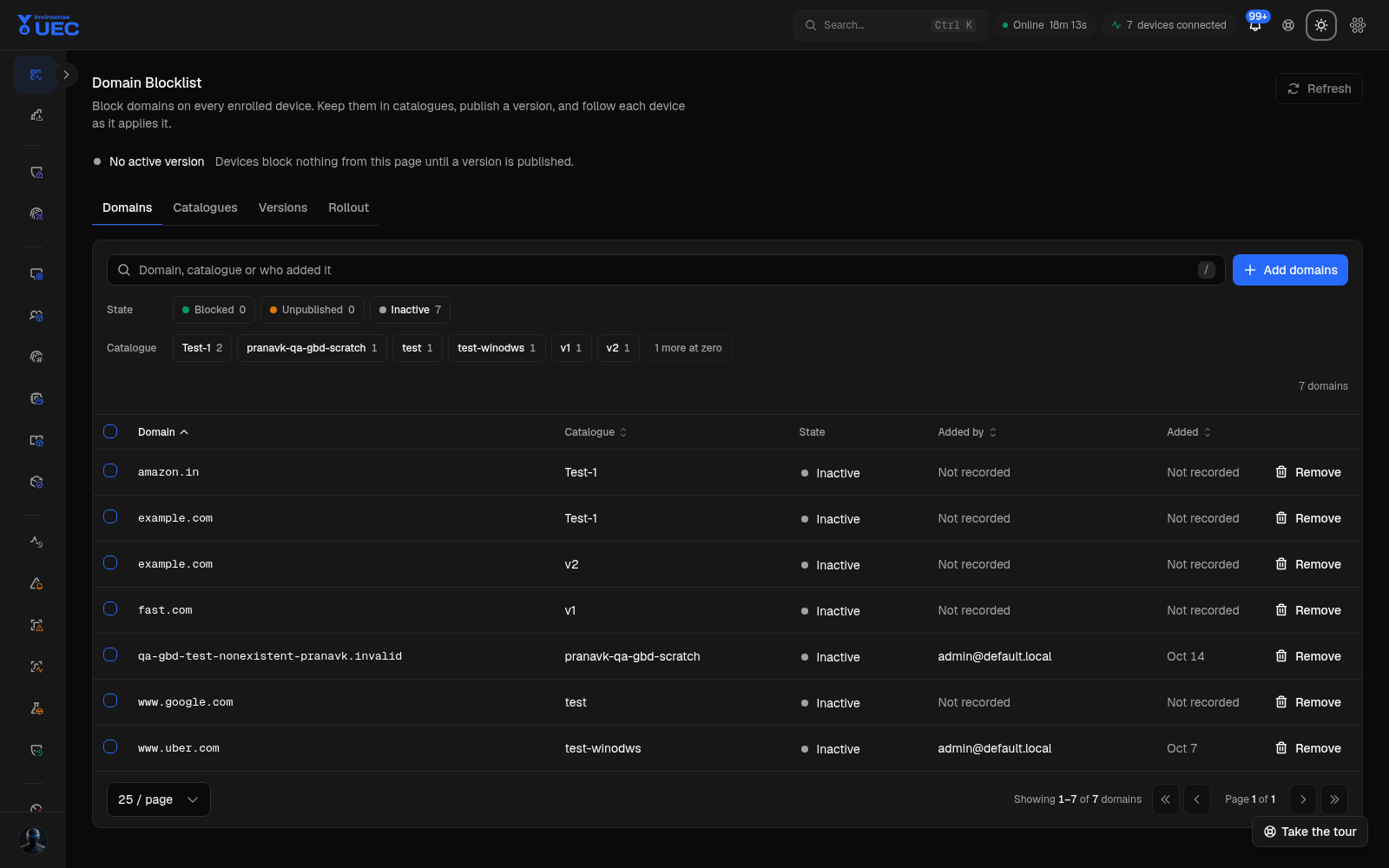 Domain Blocklist in dark mode
