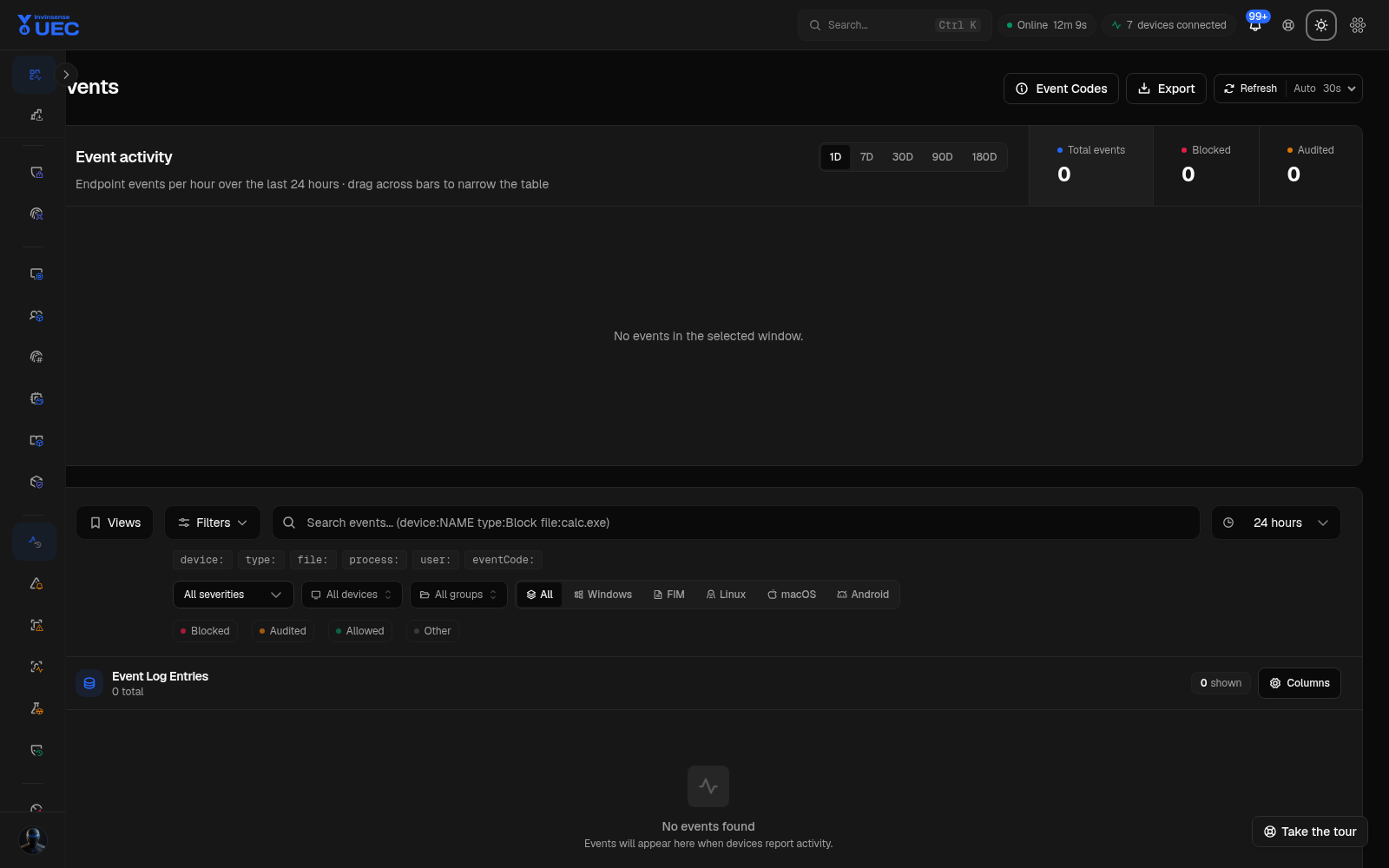 Events in dark mode