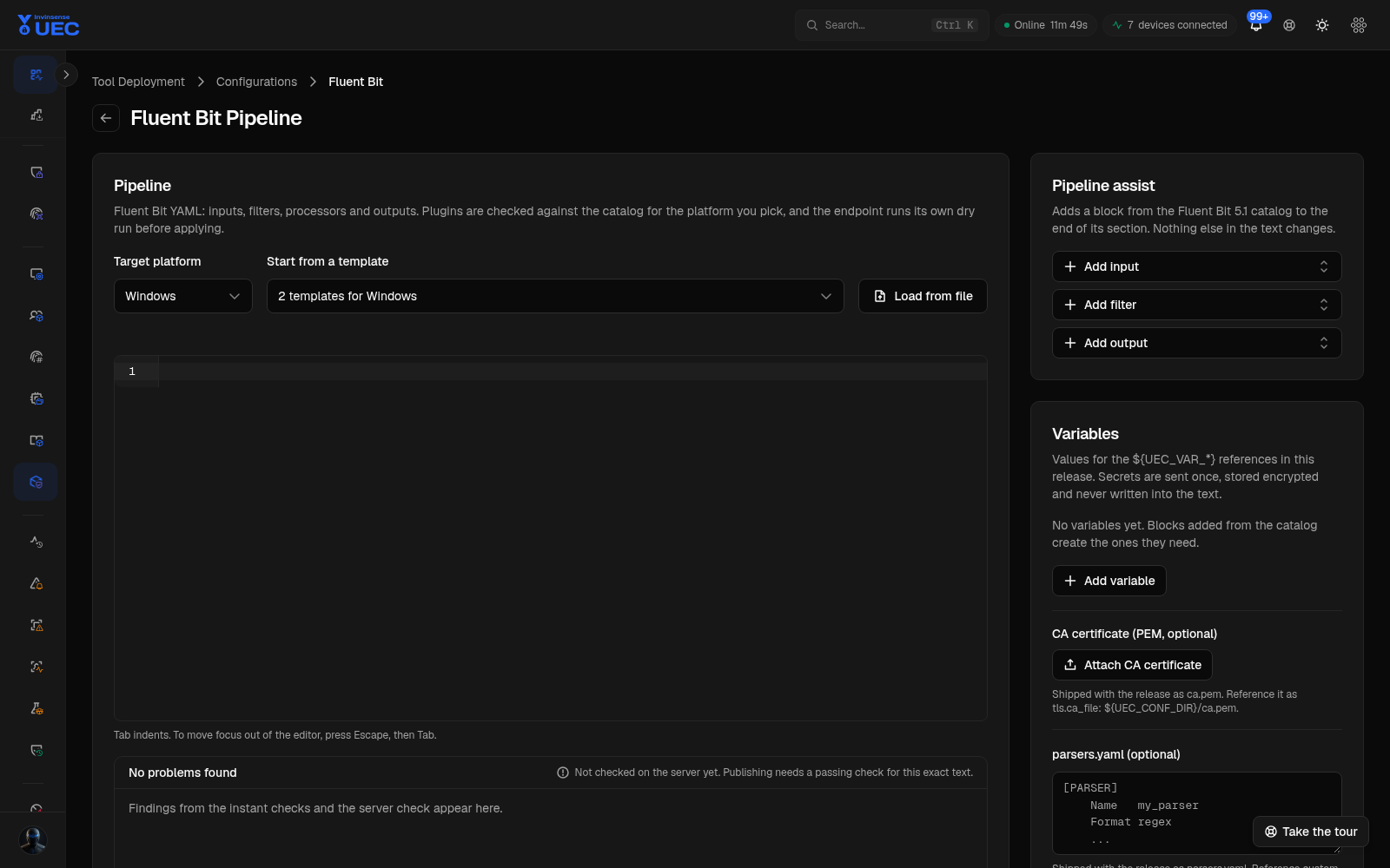 Fluent Bit configuration in dark mode