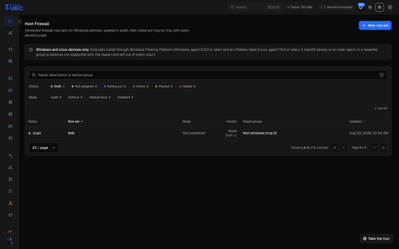 Host Firewall in dark mode