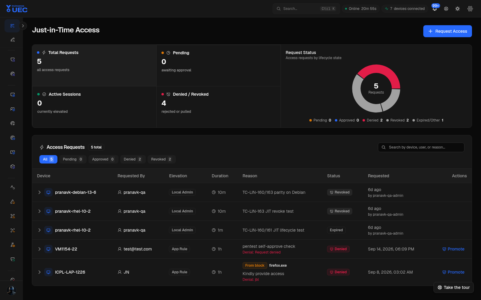 Just-in-Time Access in dark mode