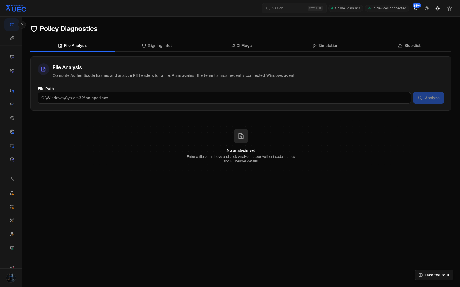 Policy Diagnostics in dark mode