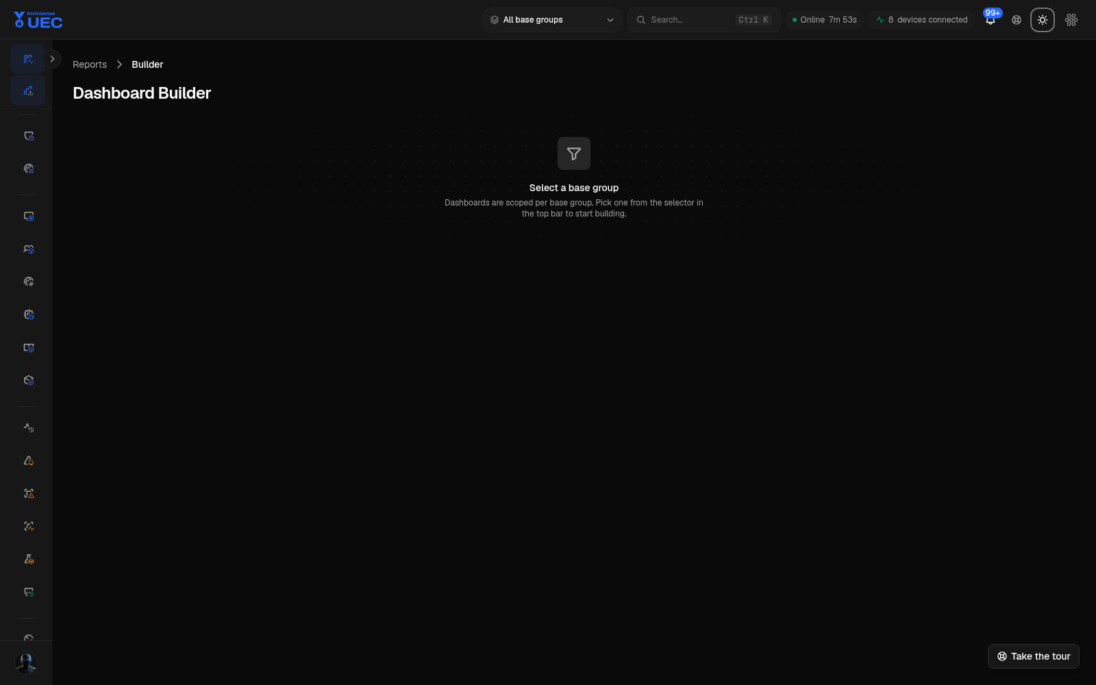 Dashboard Builder in dark mode