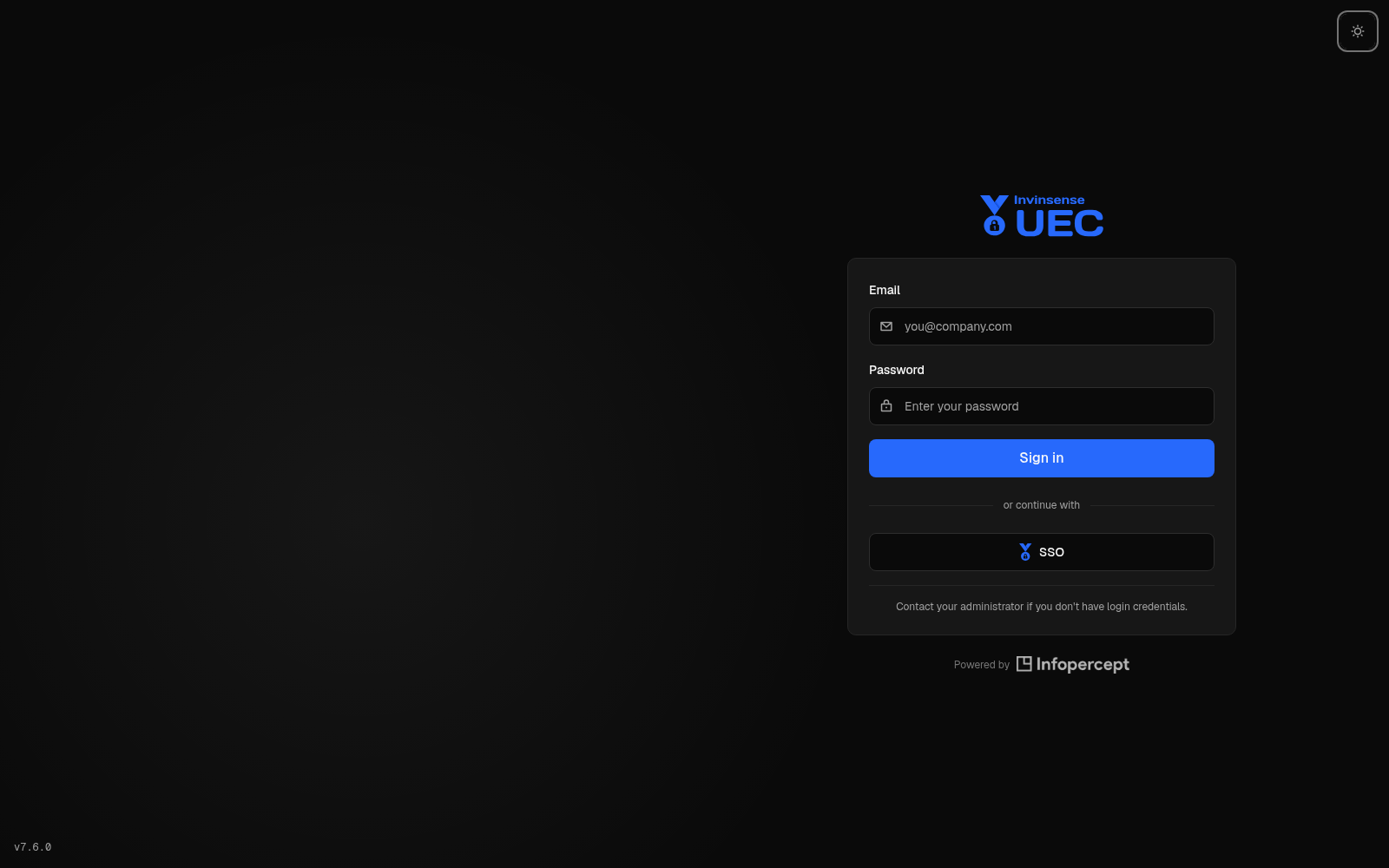 Sign-in screen in dark mode