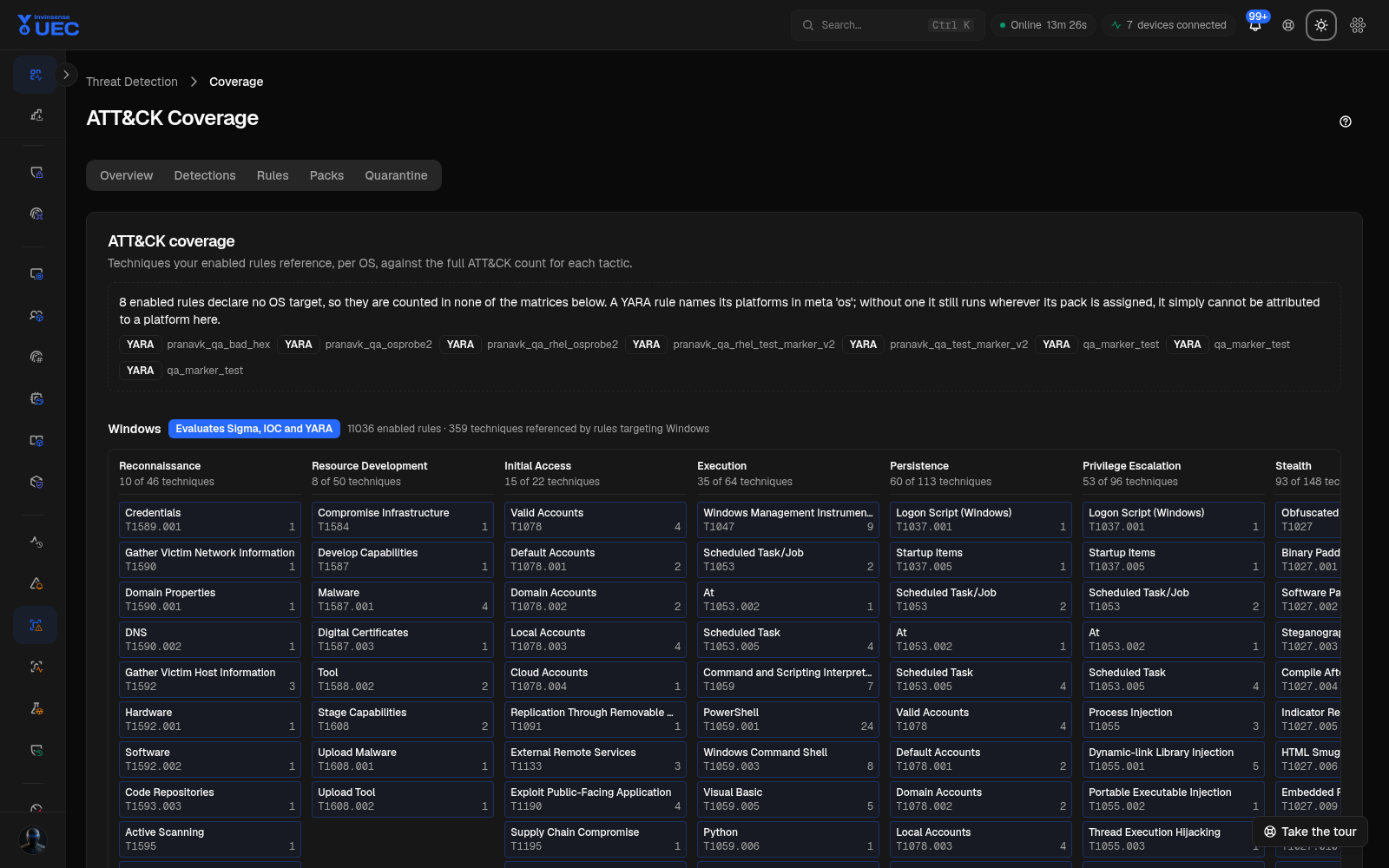 Detection coverage in dark mode