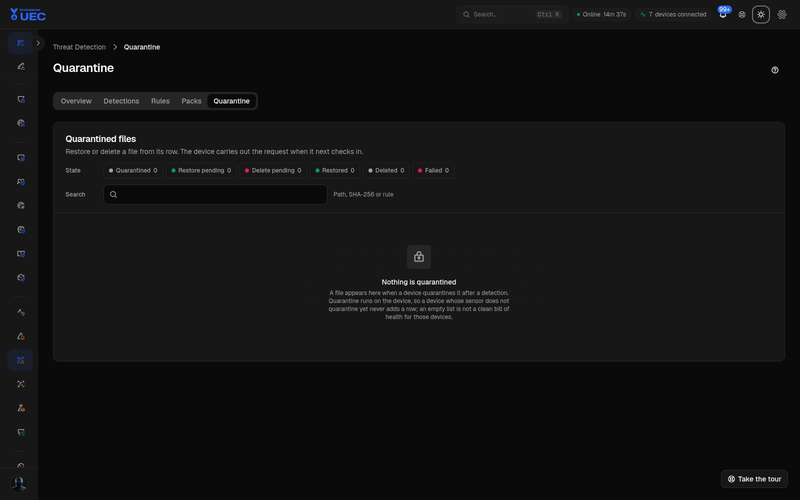 Quarantine in dark mode
