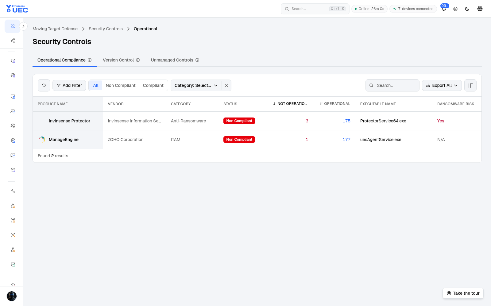 Security Controls in light mode