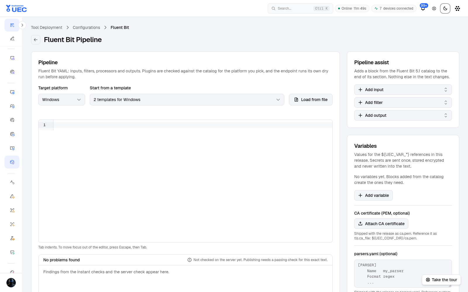 Fluent Bit configuration in light mode
