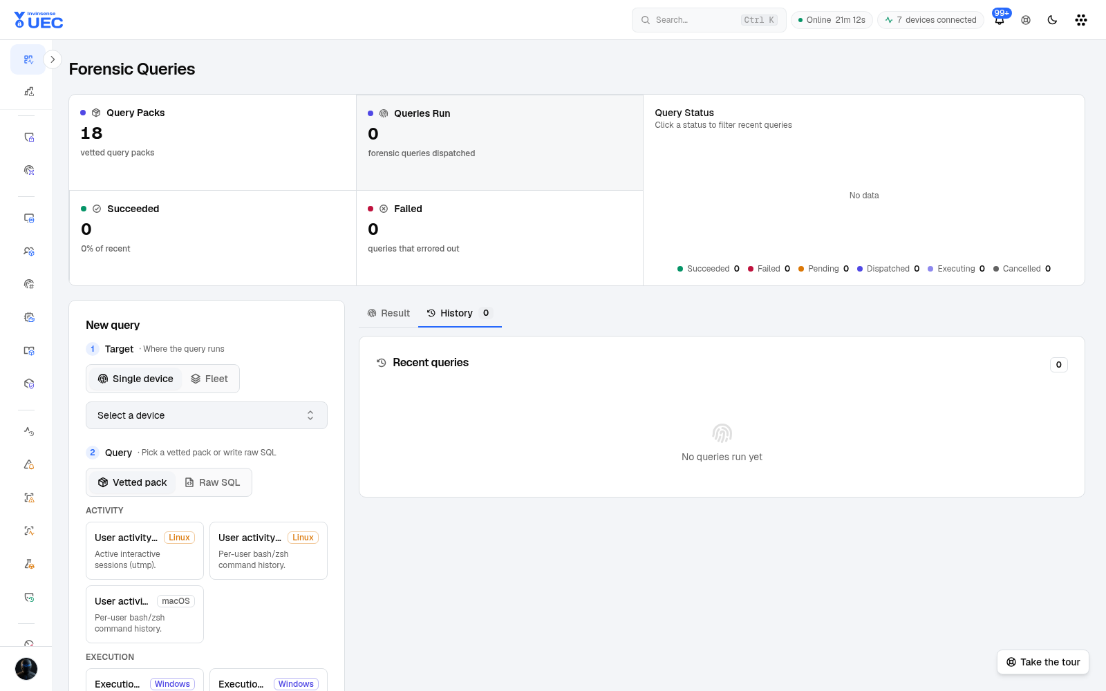 Forensic Queries in light mode
