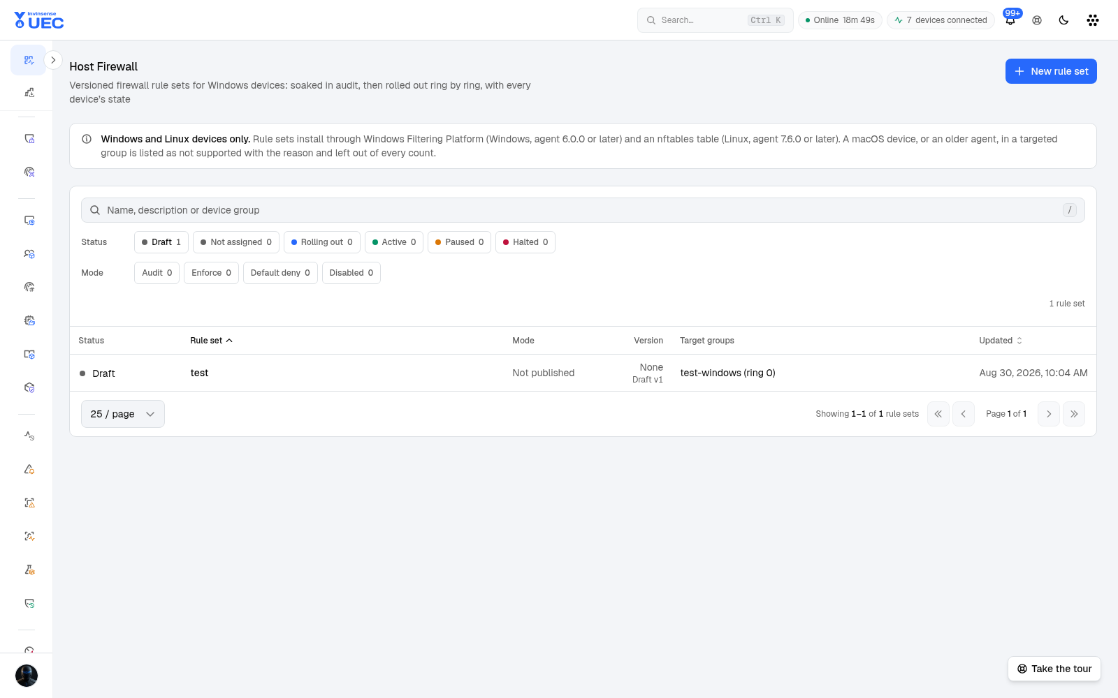Host Firewall in light mode