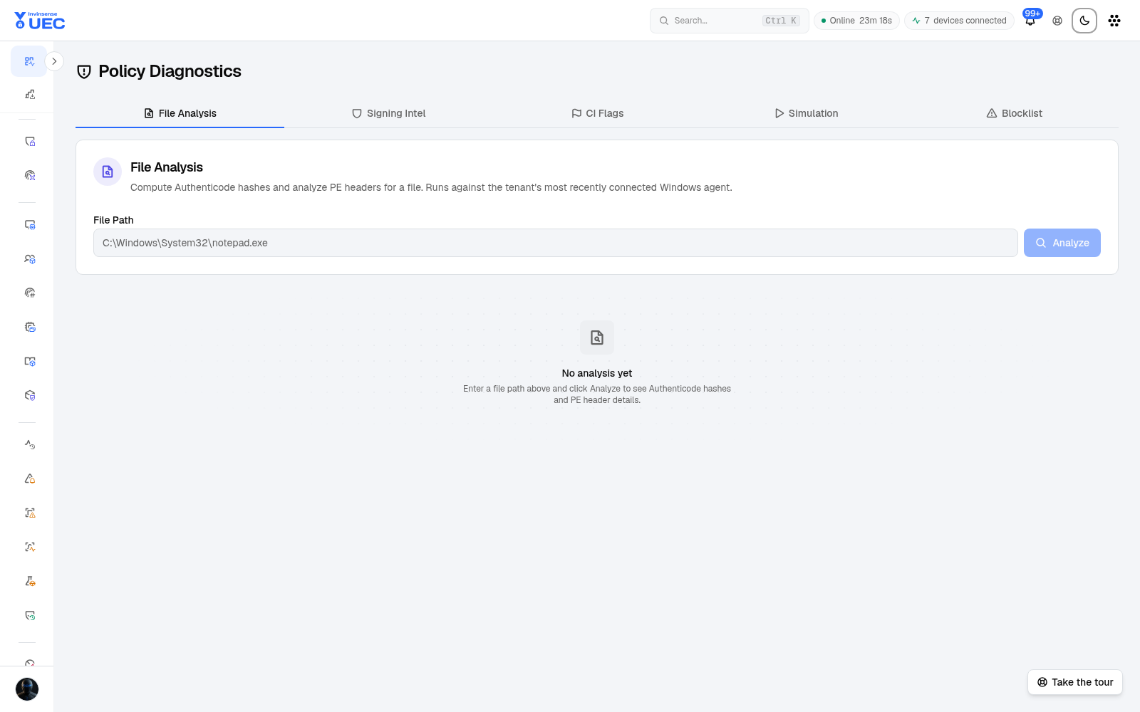 Policy Diagnostics in light mode